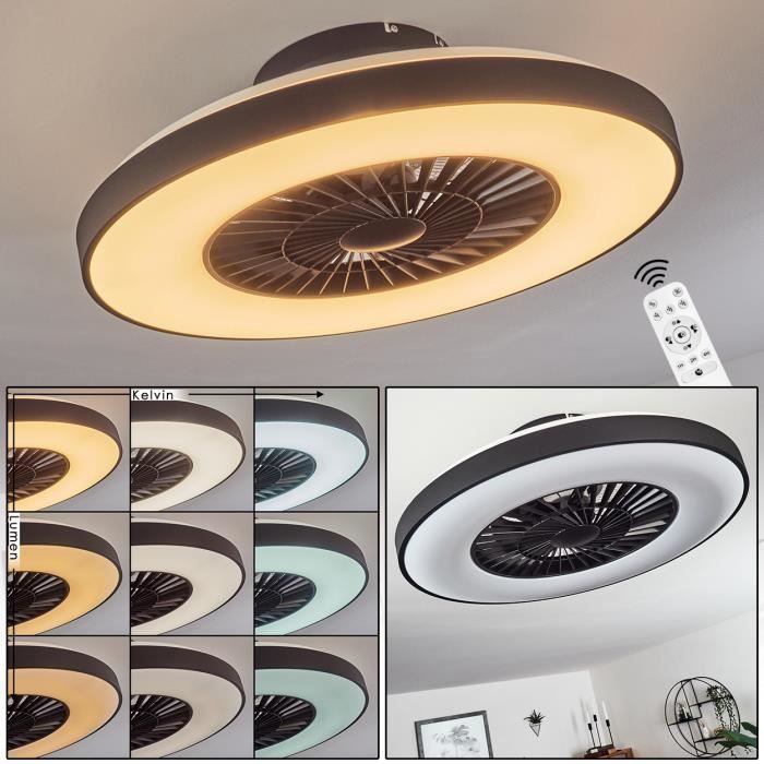 Ventilateur de plafond intelligent argent avec LED avec effet étoile