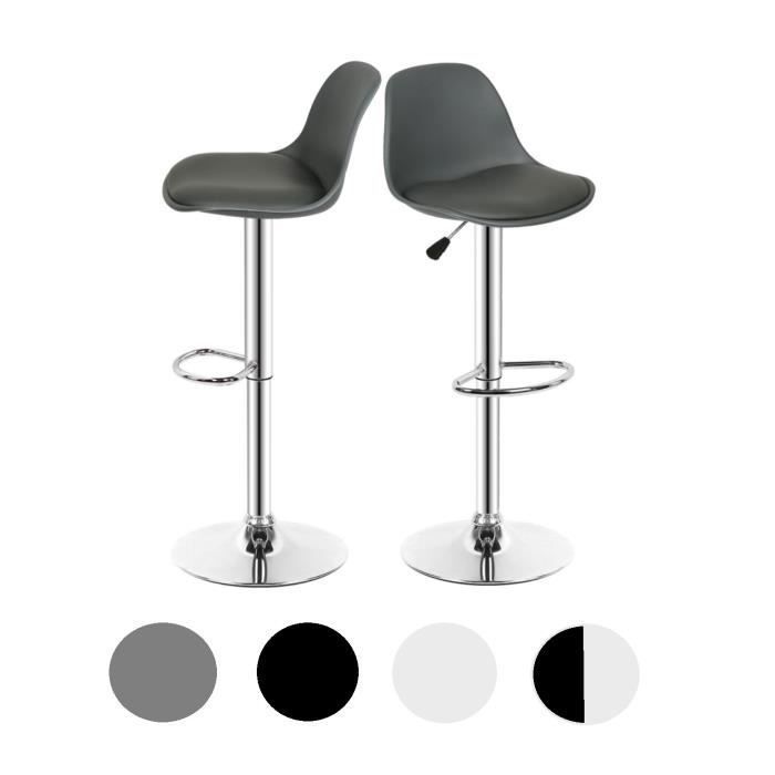 Tabouret de bar CIFUNZERO en Similicuir synthétique style coussin en PU lot de 2 gris foncés