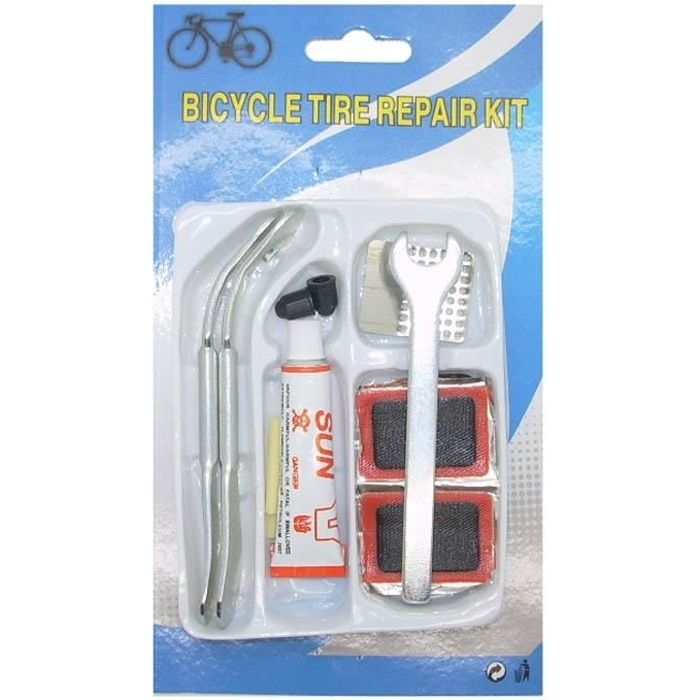 Petit kit de réparation pour pneu de vélo,mèche,rustine,colle,démonte pneu,..  - Cdiscount Sport