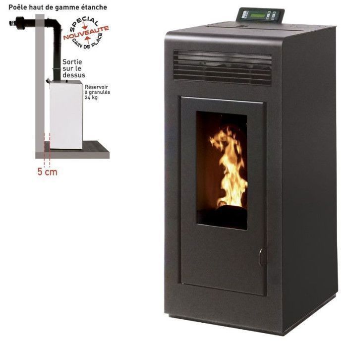 Po&ecirc;le &agrave; granules MARINA 13KW Etanche sortie dessus + Conduit Ventouse - Noir