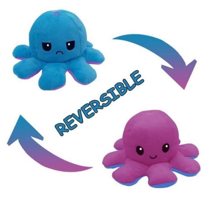 cm Poupee Mignonne Poulpe Double Face Flip Octopus En Peluche Poupee D Animaux Reversible Bleu Violet Cdiscount Puericulture Eveil Bebe
