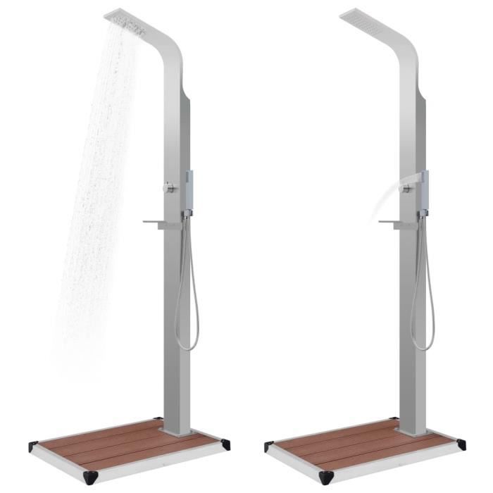 Douche d'extérieur avec receveur de douche WPC Acier inoxydable