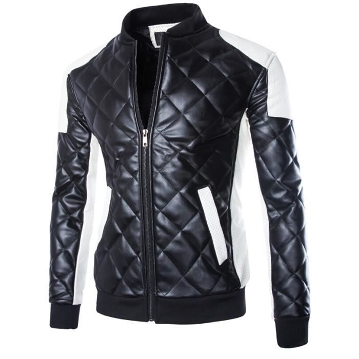 Cuir artificiel veste matelass?�e pour hommes noir noir - Cdiscount Pr??t-?�-Porter