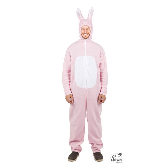 Déguisement Lapin Rose Adulte - PtitClown - Combinaison à Capuche