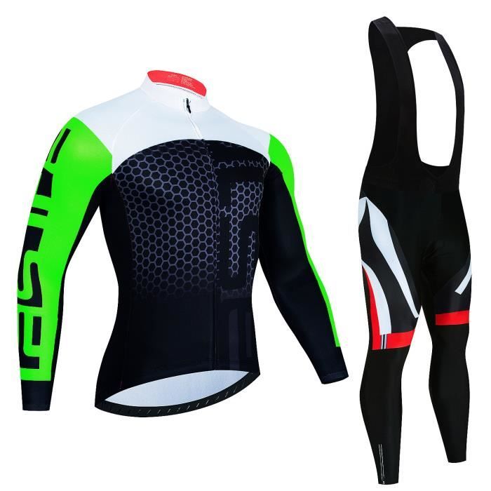 Ensemble De Cyclisme Femme LSHEL - Maillot Manches Longues Et Short Avec Coussinet - Tissu Respirant, Bandes Réfléchissantes - Pour Vélo De Route, VTT, Sport Outdoor