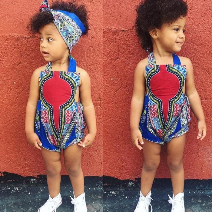 Tout Petit Enfant Bebe Fille Africaine Sans Manches Imprime Romper Bande Vetements Bodysuit Cheveux Multicolore Multicolore Cdiscount Pret A Porter