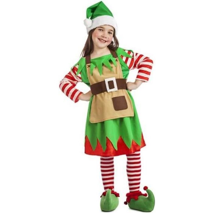 Costume Elfe De Noël Femme – Robe Lutin Vert, Déguisement Adulte Fête – En Polyester – Tailles Disponibles