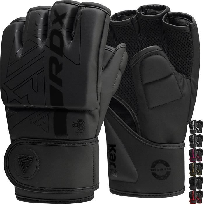 Gants MMA RDX F12 - Cuir Maya Hide, Paume Ouverte, Protection Poignet, Sparring & Grappling