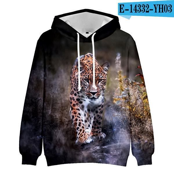 Sweat-shirt décontracté à capuche imprimé léopard