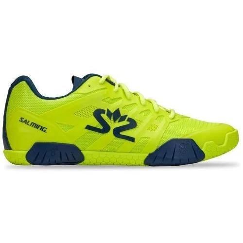 chaussures de handball salming hawk 2 - vert fluo/bleu marine