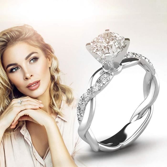Bague En Zircone Poire JinHan - Bijou Femme Hypoallergénique Réglable, Cadeau Anniversaire Ou Saint-Valentin