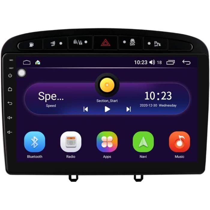 Autoradio stéréo avec écran Tactile de 9 Pouces Système Android 10 pour Peugeot (308 308S 408) 2012-2020, la Navigation GPS de