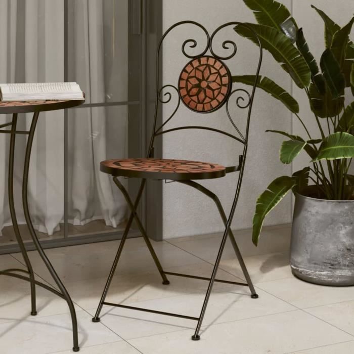 Omabeta Chaises de bistrot pliables lot de 2 terre cuite céramique - HGA00692