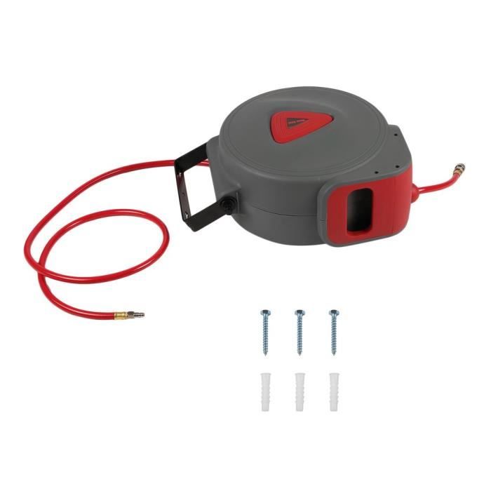 Dévidoir Tuyau Air Comprimé WilTec - 30m, 12 Bar - Acier Et PU - Connexion 1/4" - Automatique