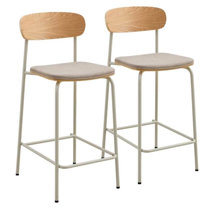 Lot de 2 chaises hautes en bois beige Lexy - Oviala Lot de 2 chaises hautes en bois beige Lexy - Oviala