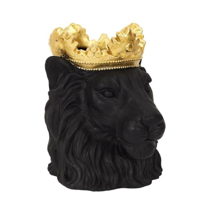 Cache-pot Design "lion Couronne" 39cm Noir - Paris Prix