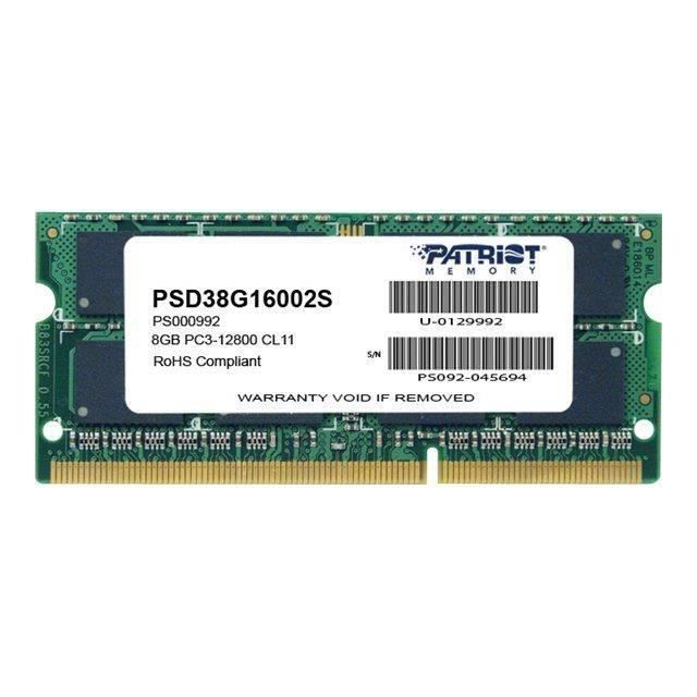 Patriot Memory Série Signature SODIMM Module de mémoire DDR3 1600 MHz PC3-12800 8Go (1x8Go) C11 - PSD38G16002S