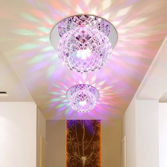 1PCS 5W Cristal Suspension Plafonnier Moderne Lampe Spot en Cristal Rond Éclairage LED Plafond Luminaire - Multicolore