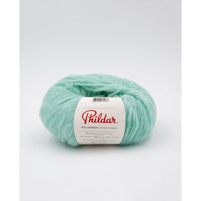 4 Pelotes De Laine Phildar Ondé 194 - 50g, Vert, Lavable Machine, Aiguilles 2/2.5
