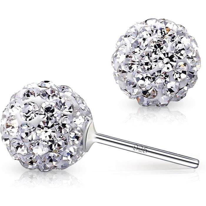 Boucles D'Oreilles Clous En Argent Sterling .925 Avec Perles Rondes De