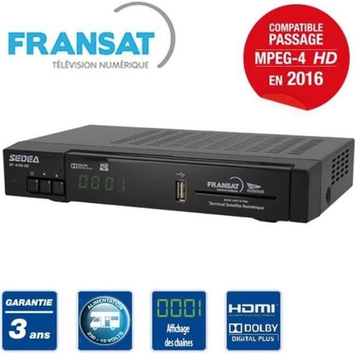 DECODEUR RECEPTEUR TNT FRANSAT SATELLITE ENREGISTREUR NUMERIQUE USB