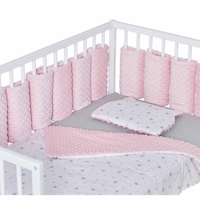 Tour de lit Bebe Protection Enfant 70 cm - Contour de lit bébé Complet  Respirant protège-lit Bord en Mousse Minky Rose : : Bébé et  Puériculture