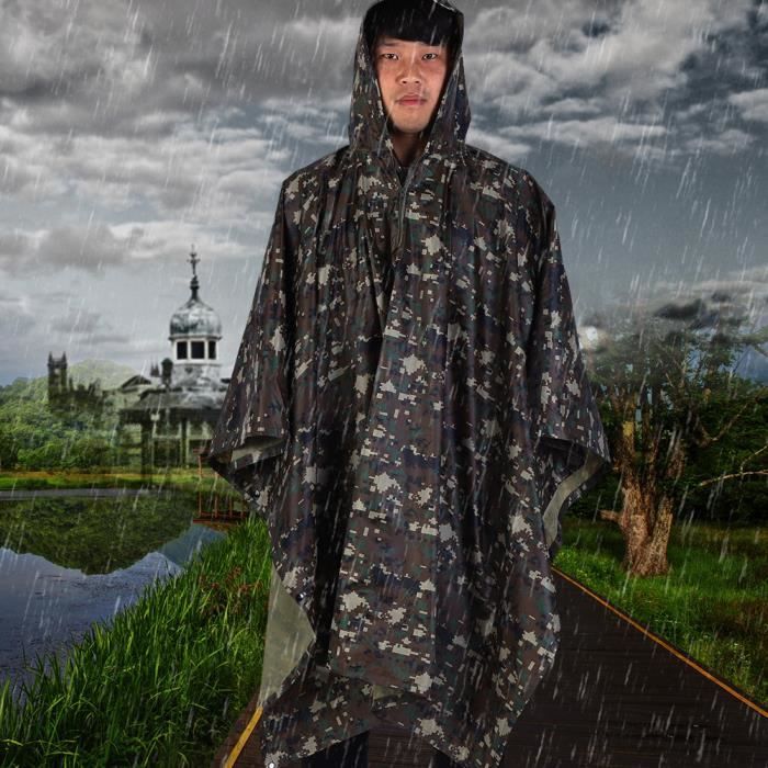 Poncho de Pluie Imperméable 3 en 1 Imperméable Polyvalent Léger Respirant Housse Cape, Vestes Pliables et Réutilisables avec Capuche Imperméable pour Trekking - Noir, Noir, 30-50 Grande taille