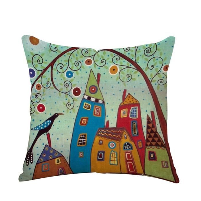 Shlk Housse De Coussin En Lin Avec Arbre De Vie Pour Canape Lit Tissus D Ameublement Fleurs Plantes Housses De Coussin 45 X 45 Achat Vente Housse De Coussin Prolongation Soldes Cdiscount