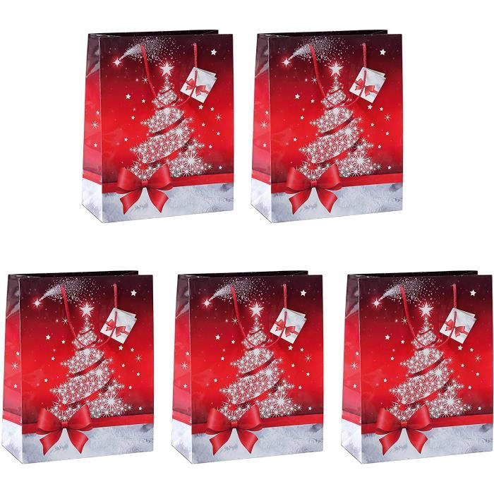 Sigel Lot de 5 sacs cadeaux Noël, 33 x 26 cm, rouge et blanc - GT022 - Cdiscount  Beaux-Arts et Loisirs créatifs