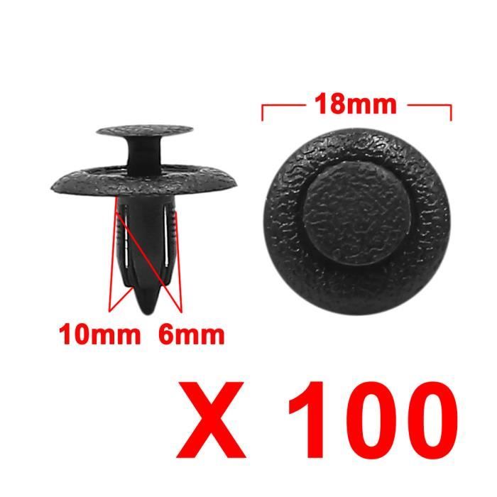Sourcingmap/® 50 Pi/èces en Plastique Noir Attache-Projection Clips Rivet 8mm x 10mm x 20mm