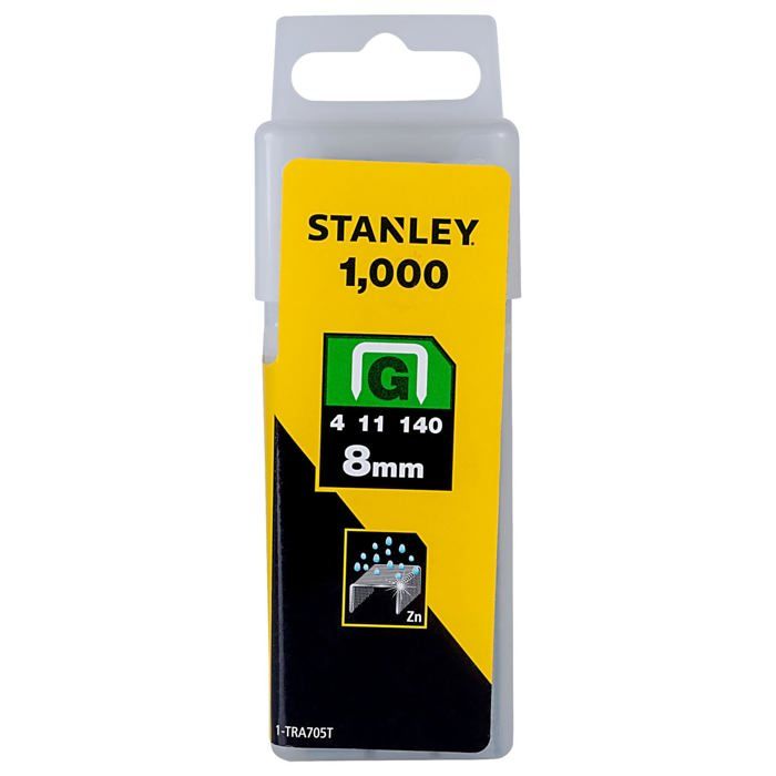 Agrafes 8 mm type G boîte de 1000 STANLEY 1 TRA705T