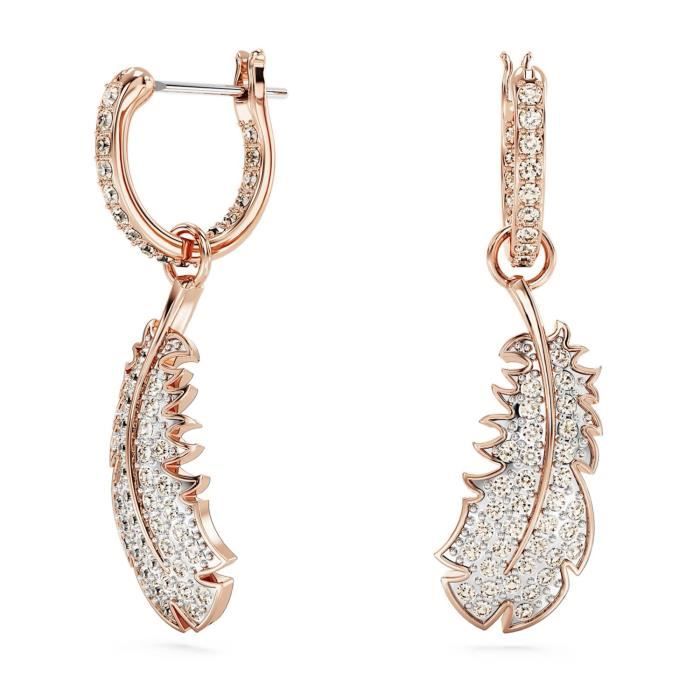 Boucles d'oreilles femme - Swarovski - Boucles d'oreilles Swarovski Nice plume doré rose - Couleur de la matière:Rose