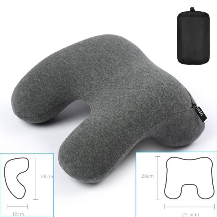 Oreiller De Voyage En Mousse Mémoire U-shaped - Coussin Nuque Pour Avion, Voiture, Bureau - Noir Avec Housse Velours Amovible - 13