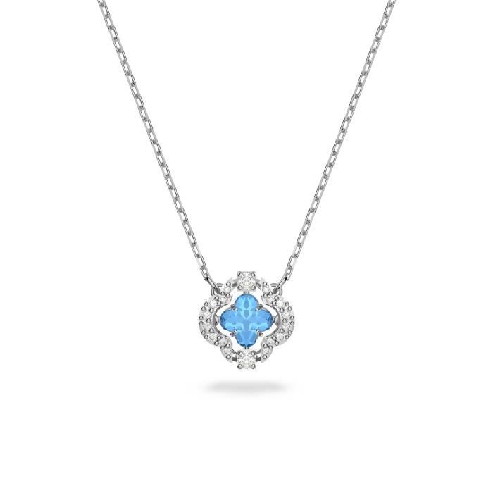 Collier femme - SWAROVSKI - Collier Swarovski Sparkling Dance argenté bleu - Couleur de la matière:Blanc