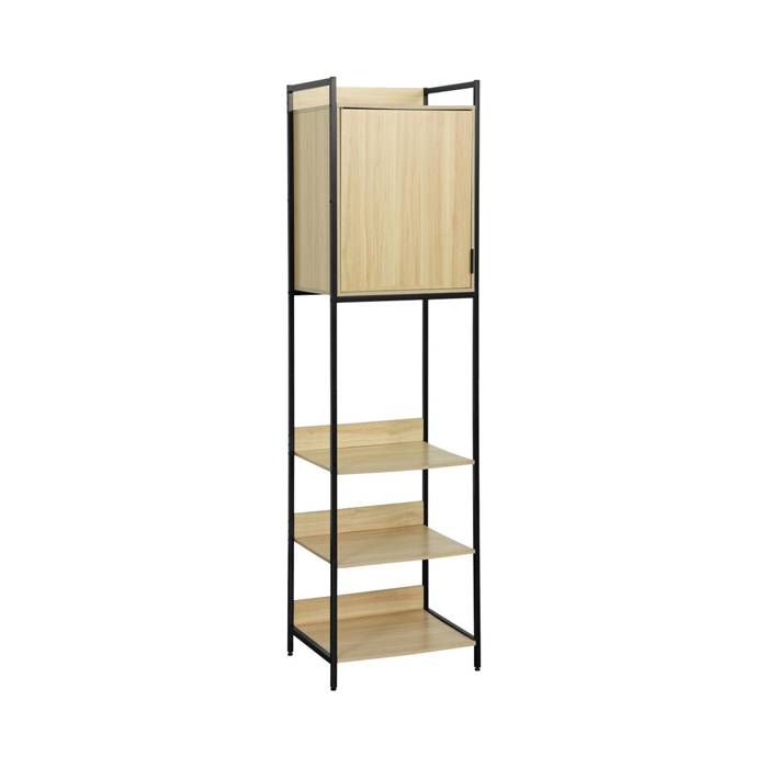 Module dressing noir avec 5 étagères et 1 porte. L 60 x P 48 x  H 190 cm