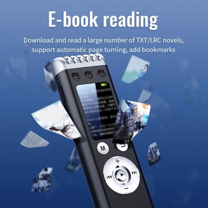 Dictaphone Enregistreur Numérique, COOAU Nouveau 8Go Portable Rechargeables Enregistreur Audio avec Clip Arrière, 1536Kbps Enregistrement, MP3 Joué, Convient pour Conférence, Concert, Cours - Noir