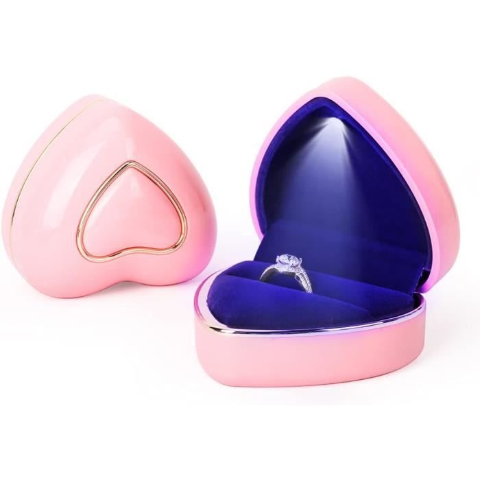 Nikou Oreiller De Bague En Forme De Cœur - Boîte à Alliance Strass - Blanc - Idée Cadeau Romantique