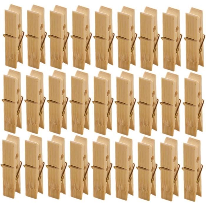 Lot De 100 Pinces à Linge En Bois Naturel - 72 Mm, FSC, Pour Linge, Bricolage Et Déco