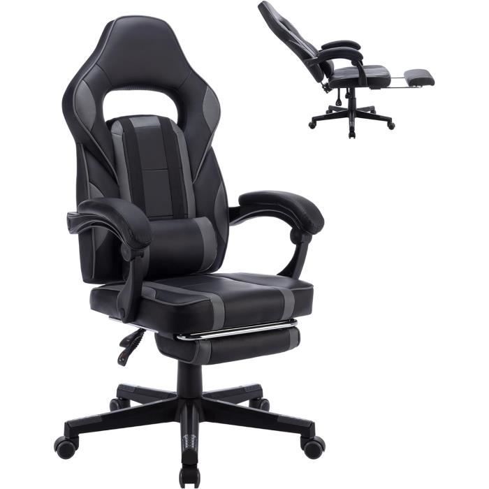 Chaise Gaming Ergonomique-135° Réglable,Coussin Lombaire/Tête