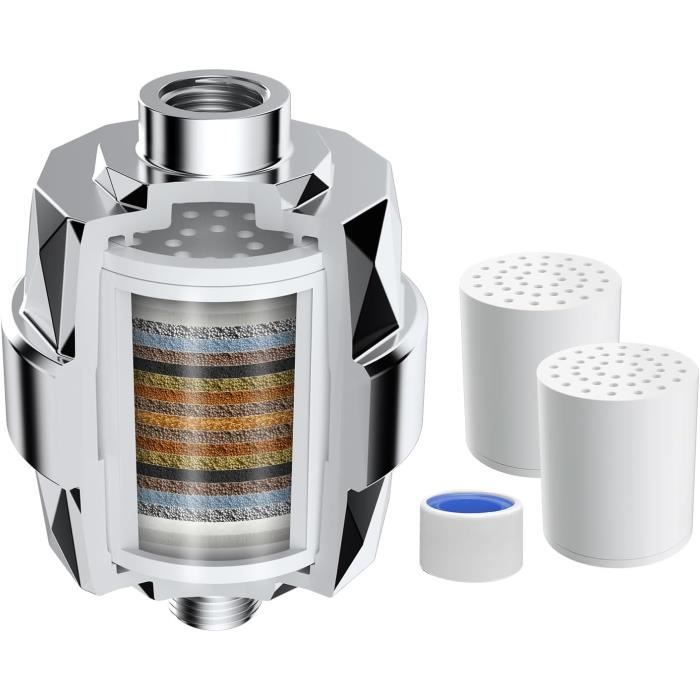 Filtre De Douche 3 Couches – Purifie L’Eau Et Parfume – Élimine Chlore Et Impuretés – Facile à Installer (Rose) - 10