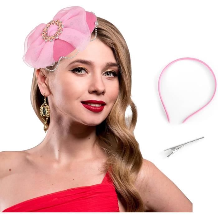 Chunyin Chapeau Fascinateur En Voile à Plume Bandeau Beige Cocktail De