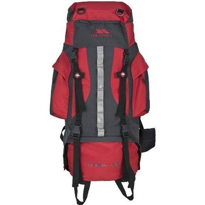 TRESPASS Sac à dos de randonnée 66 litres TREK 66 Rouge