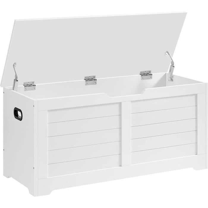 coffre de rangement intérieur vasagle - style grange - 100 x 40 x 46 cm - blanc
