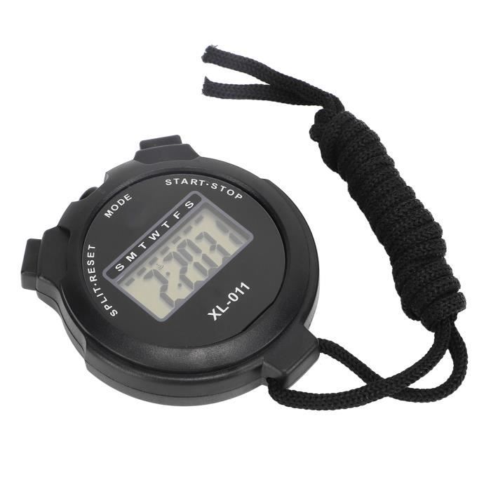 Chronomètre Numérique 1/100 Sec – 20 Mémoires, 12/24h, Compte-à-rebours, Alarme, Avec Lanière – Pour Sport Et Entraînement