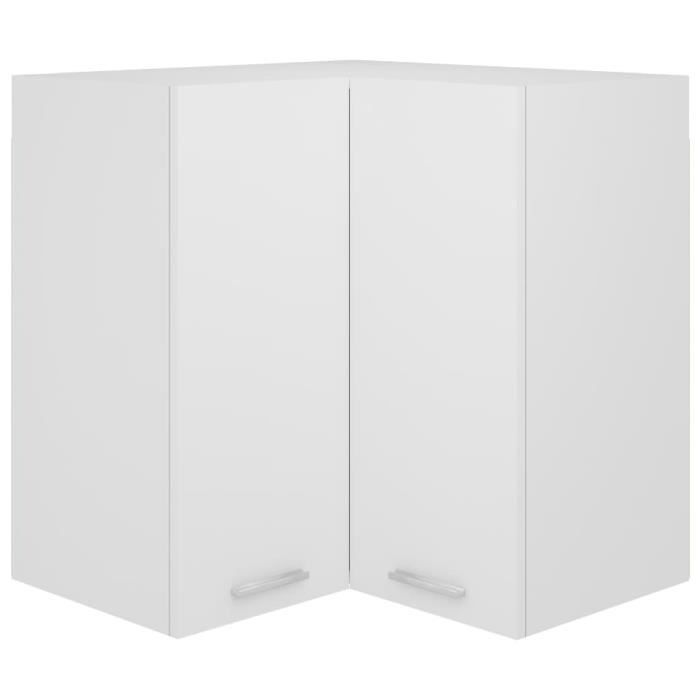 elegant armoire d'angle suspendue cuisine salon blanc 57x57x60 cm aggloméré"bonne vie"91537 - blanc 21 kg