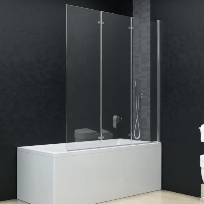 Cabine de douche vidaXL Pliable 3 panneaux Verre de sécurité 130x138 cm - vue 2