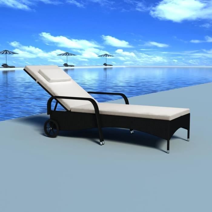 Chaise Longue Cosma MilaniHome Avec Roues - Résine Blanche, 6 Positions, Portance 120kg, Pour Jardin/Piscine/Plage
