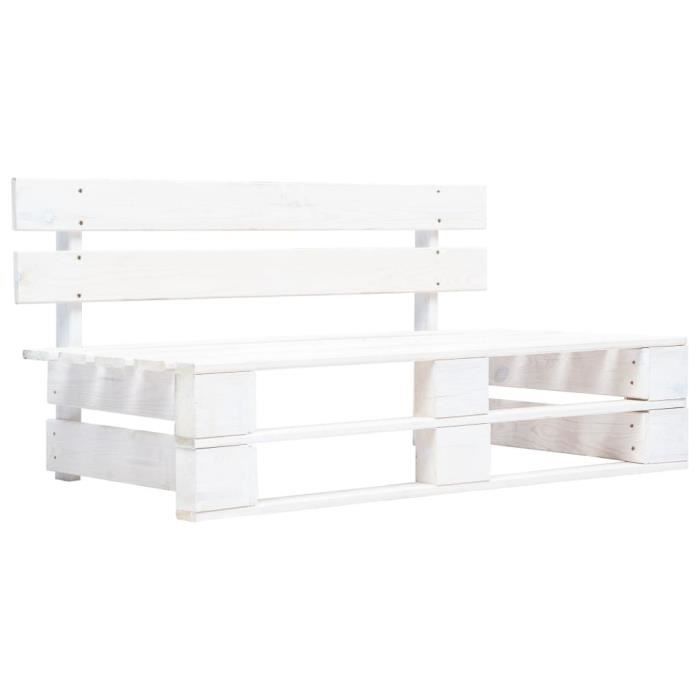 Banc palette de jardin en bois massif blanc - VIDAXL - 120x625cm - pour 2 personnes