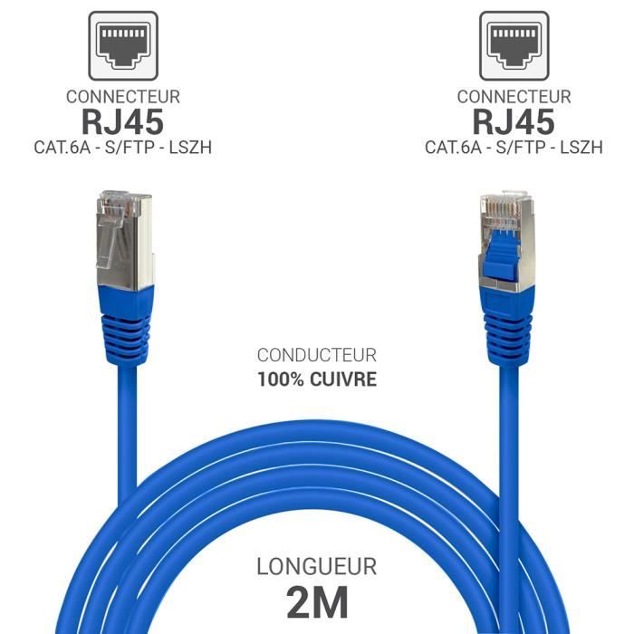 Câble RJ45 CAT6 S/FTP - Blanc - (2m) - Achat / Vente sur