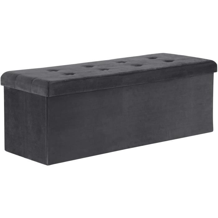 WOLTU Banc Coffre de Rangement Pliant Boîte de Rangement Siège en Velours Tabouret Bas 110x37.5x38cm Gris WOLTU Banc Coffre de Rangement Pliant Boîte de Rangement Siège en Velours Tabouret Bas 110x37.5x38cm Gris